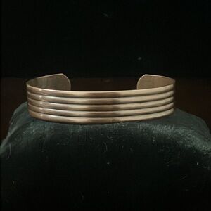 Vintage Striped Copper Cuff Bracelet